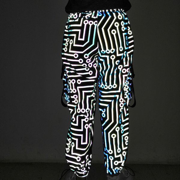 pants fashionable the circuit pattern colorful reflective men's sports and leisure, Black
pants fashionable the circuit pattern colorful reflective men's sports and leisure, Black