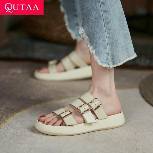 dress shoes qutaa 2021 wedge heel basic women slides genuine leather casual female summer open toe platform buckle sandals size 34-39, Black
dress shoes qutaa 2021 wedge heel basic women slides genuine leather casual female summer open toe platform buckle sandals size 34-39, Black