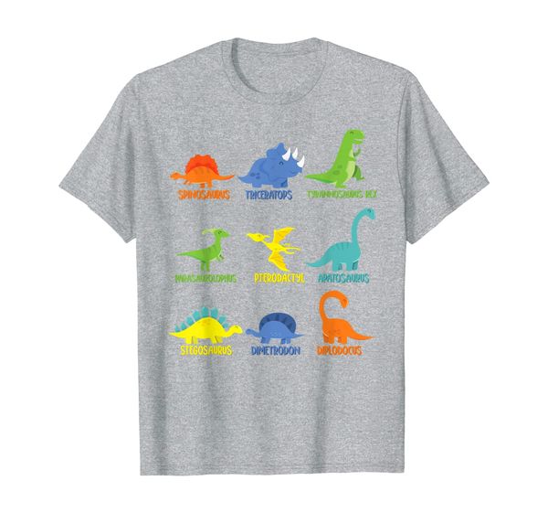 cute dinosaur guide graphic t-shirt with dino names, White;black
cute dinosaur guide graphic t-shirt with dino names, White;black