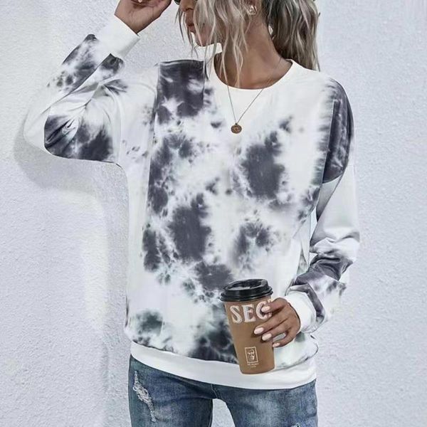 women's t-shirt long sleeve t-shirts women tie dye oversize fashion personality simple chic o-neck all-match female daily out loose, White
women's t-shirt long sleeve t-shirts women tie dye oversize fashion personality simple chic o-neck all-match female daily out loose, White
