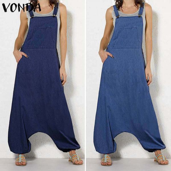 denim harem overalls women plus size casual jumpsuits long 2021 vonda vintage solid rompers loose sleeveless playsuits z, Black;white
denim harem overalls women plus size casual jumpsuits long 2021 vonda vintage solid rompers loose sleeveless playsuits z, Black;white