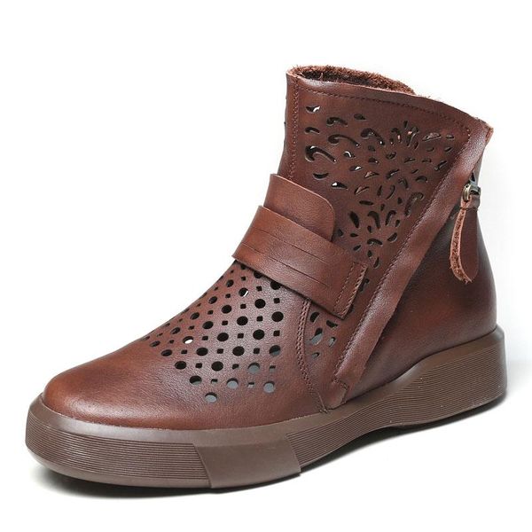 boots female handmade retro genuine cow leather ankle for women round toe double zipper hollow breathable summer cool 2021, Black
boots female handmade retro genuine cow leather ankle for women round toe double zipper hollow breathable summer cool 2021, Black