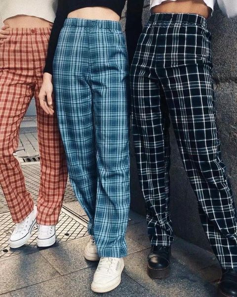 women harajuku retro plaid pants fashion high waist straight pant vintage trousers checkered sweatpant streetwear girls women's & capri, Black;white
women harajuku retro plaid pants fashion high waist straight pant vintage trousers checkered sweatpant streetwear girls women's & capri, Black;white