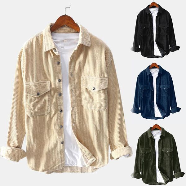 men's casual shirts fashion corduroy long sleeve shirt loose coat in autumn and winter of 2021, White;black
men's casual shirts fashion corduroy long sleeve shirt loose coat in autumn and winter of 2021, White;black