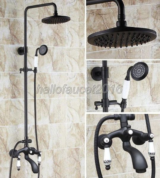 black oil rubbed brass wall mounted 8" rain shower mixer faucet set bathroom clawfoot bathtub taps ceramic handles lhg136 sets
black oil rubbed brass wall mounted 8" rain shower mixer faucet set bathroom clawfoot bathtub taps ceramic handles lhg136 sets