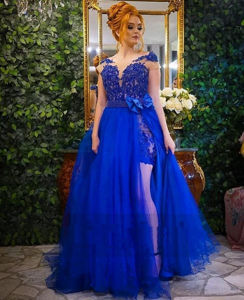 royal blue short sheath prom dresses with long tulle skirt cap sleeves lace appliques pearls sash bow formal evening gowns homecoming dress, Black
royal blue short sheath prom dresses with long tulle skirt cap sleeves lace appliques pearls sash bow formal evening gowns homecoming dress, Black