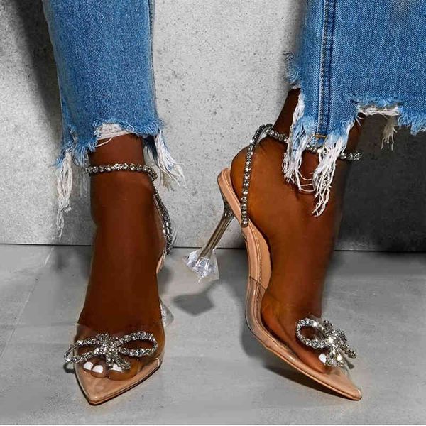 sandals pvc transparent pointed toe perspex high heel women pumps crystal bowtie ladies party wedding shoes 41 42, Black 
sandals pvc transparent pointed toe perspex high heel women pumps crystal bowtie ladies party wedding shoes 41 42, Black