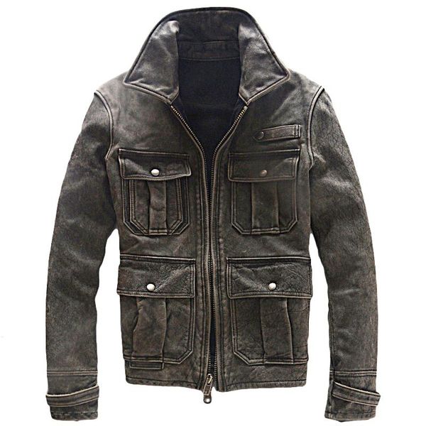 men's leather & faux retro vintage genuine jacket cowhide whitening motorcycle clothing lapel slim fit short autumn winter coat black
men's leather & faux retro vintage genuine jacket cowhide whitening motorcycle clothing lapel slim fit short autumn winter coat black