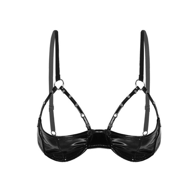 womens lingeire bra black shiny patent leather erotic cupless with rivet strap and underwire for bras, Red;black
womens lingeire bra black shiny patent leather erotic cupless with rivet strap and underwire for bras, Red;black
