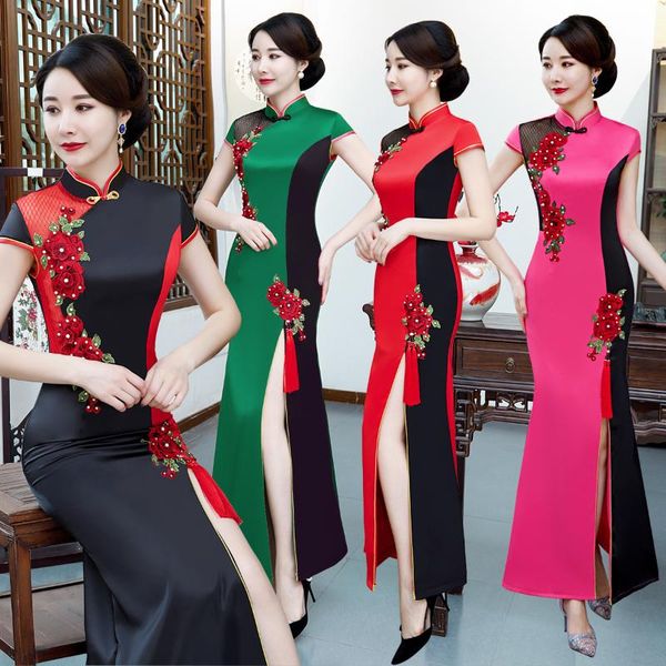 casual dresses female chinese style embroidery elegant cheongsam long length mandarin collar slim with vintage button qipao summer dress, Black;gray
casual dresses female chinese style embroidery elegant cheongsam long length mandarin collar slim with vintage button qipao summer dress, Black;gray