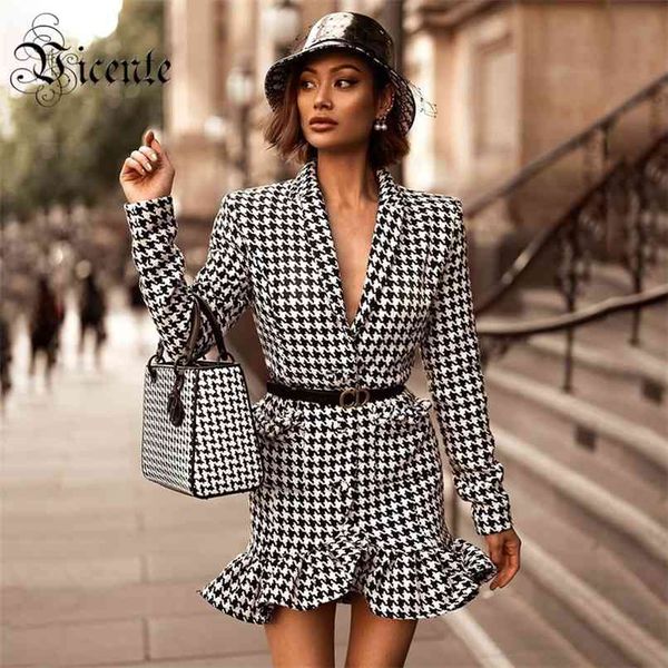 chic houndstooth pattern v neck ruffles deisgn long sleeves celebrity party club mini dress 210520, Black;gray
chic houndstooth pattern v neck ruffles deisgn long sleeves celebrity party club mini dress 210520, Black;gray