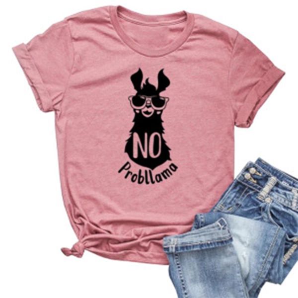 women's t-shirt fashion no probllama letter goat graphic tees women funny multicolor casual shirts lady tshirt cool gift sale, White
women's t-shirt fashion no probllama letter goat graphic tees women funny multicolor casual shirts lady tshirt cool gift sale, White