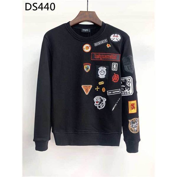 men sweatshirt long sleeve dsqua round neck cotton pullover embroidered epaulets casual hoodie, Black
men sweatshirt long sleeve dsqua round neck cotton pullover embroidered epaulets casual hoodie, Black