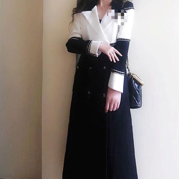 women's wool & blends small fragrance black coat mid long autumn and winter celebrity temperament plus cotton knee high-end 
women's wool & blends small fragrance black coat mid long autumn and winter celebrity temperament plus cotton knee high-end