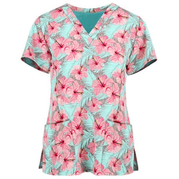 women's blouses & shirts women floral print blouse ladies short sleeve v-neck pocket side slit working uniform blusa feminina #t2, White
women's blouses & shirts women floral print blouse ladies short sleeve v-neck pocket side slit working uniform blusa feminina #t2, White