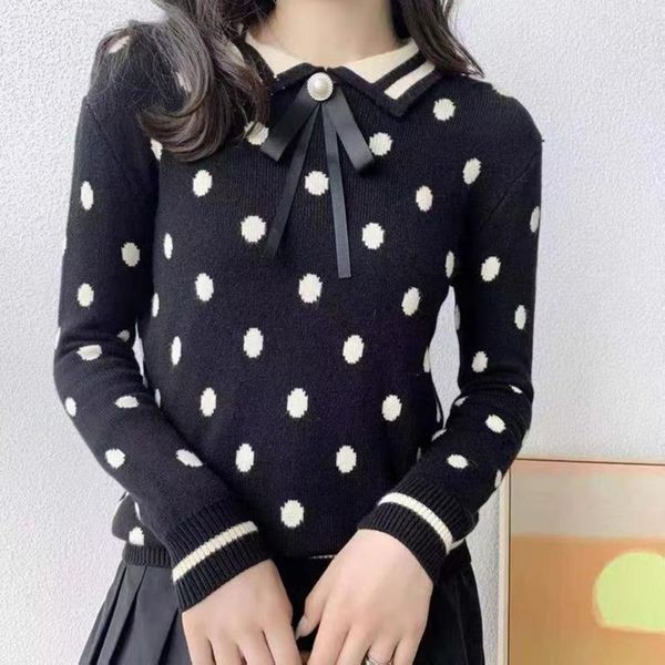 women's sweaters doll collar polka dot sweater women autumn pullover bottoming shirt long-sleeved sweet bow wm*, White;black
women's sweaters doll collar polka dot sweater women autumn pullover bottoming shirt long-sleeved sweet bow wm*, White;black