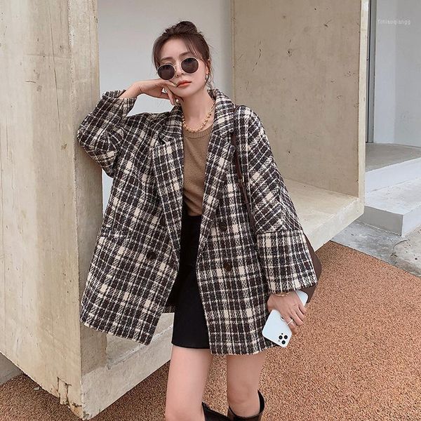 women's jackets fashion women plaid blazer spring autumn vintage tweed suits 2021 office ladies elegant chic slim blazers k817, Black;brown
women's jackets fashion women plaid blazer spring autumn vintage tweed suits 2021 office ladies elegant chic slim blazers k817, Black;brown