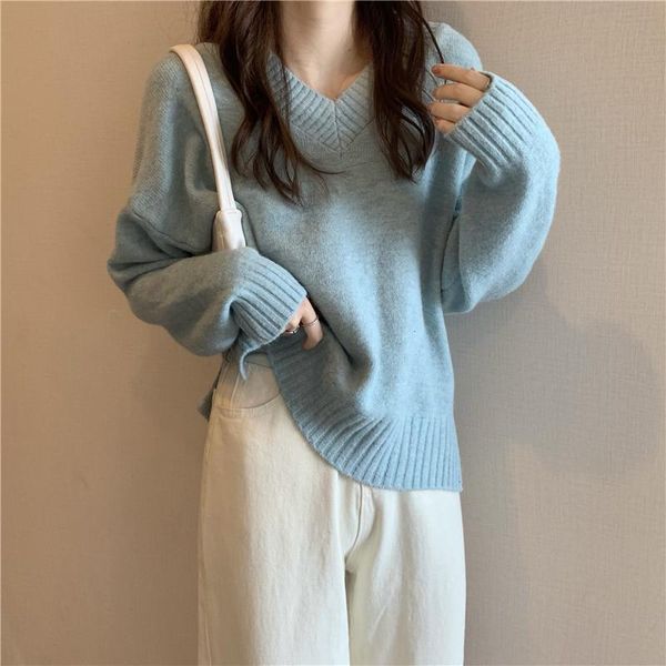 women's sweaters v-neck thick sweater bottoming korean style all-matching idle pullover loose, White;black
women's sweaters v-neck thick sweater bottoming korean style all-matching idle pullover loose, White;black