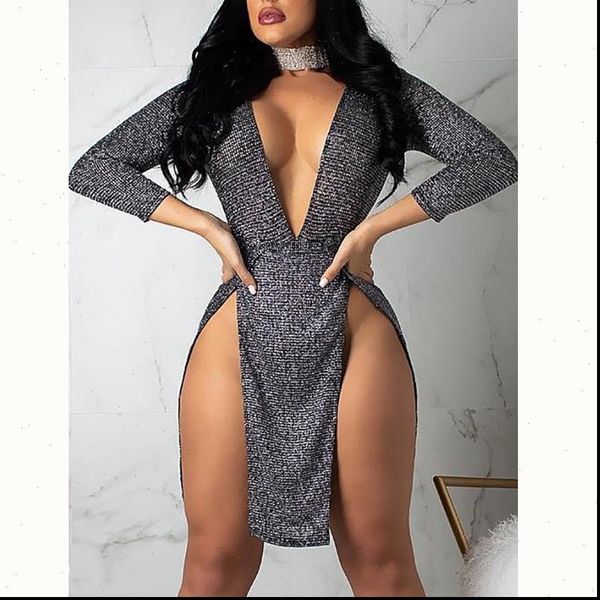 high side split women dresses night clubwear short long sleeve low cut deep v neck bodycon slim fit party, Black;gray
high side split women dresses night clubwear short long sleeve low cut deep v neck bodycon slim fit party, Black;gray