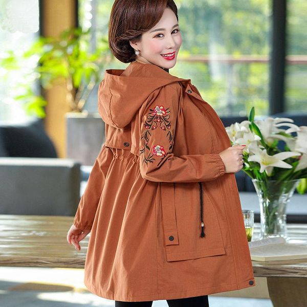 women's jackets 2021 spring women casual thin windbreaker female overcoat floral embroidery slim outwear classic long coat a140, Black;brown
women's jackets 2021 spring women casual thin windbreaker female overcoat floral embroidery slim outwear classic long coat a140, Black;brown