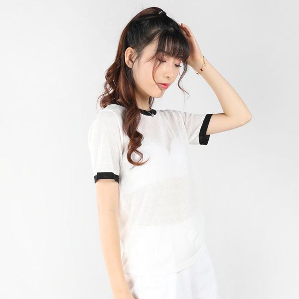 women's knits & tees knitted cardigan sweater summer ice cool and simple short t-shirt female top, White
women's knits & tees knitted cardigan sweater summer ice cool and simple short t-shirt female top, White