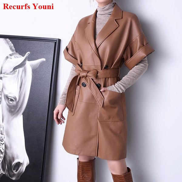 women's leather & faux women genuine short sleeve coat 2021 female elegant french suit collar pockets long jacket mujer chic sweater ma, Black
women's leather & faux women genuine short sleeve coat 2021 female elegant french suit collar pockets long jacket mujer chic sweater ma, Black