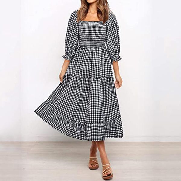 casual dresses puff long sleeve slash neck for women 2021 summer plaid printed big swing party dress holiday maxi vestidos, Black;gray
casual dresses puff long sleeve slash neck for women 2021 summer plaid printed big swing party dress holiday maxi vestidos, Black;gray