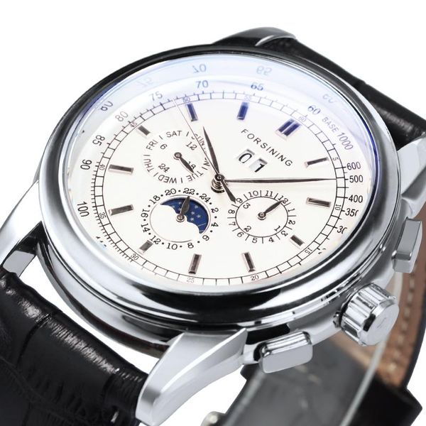 wristwatches forsining classic men automatic watch mechanical multifunction mens watches sub-dial moon phase leather strap clock relogio gif, Slivery;brown
wristwatches forsining classic men automatic watch mechanical multifunction mens watches sub-dial moon phase leather strap clock relogio gif, Slivery;brown