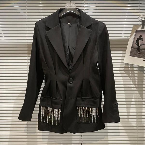 women's suits & blazers 2021 autumn suit fashion casual hem rhinestone chain waist temperament long-sleeved jacket women, White;black
women's suits & blazers 2021 autumn suit fashion casual hem rhinestone chain waist temperament long-sleeved jacket women, White;black