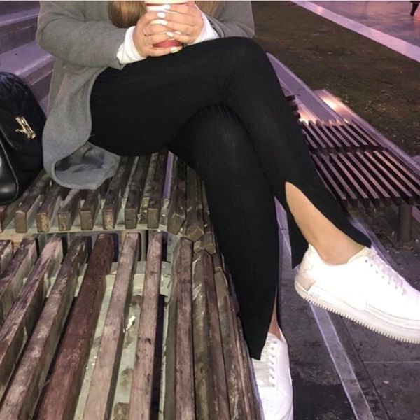 women's leggings fashion sports leisure pants tight-fitting urban ladies trousers split solid color 2021 clothing, Black
women's leggings fashion sports leisure pants tight-fitting urban ladies trousers split solid color 2021 clothing, Black