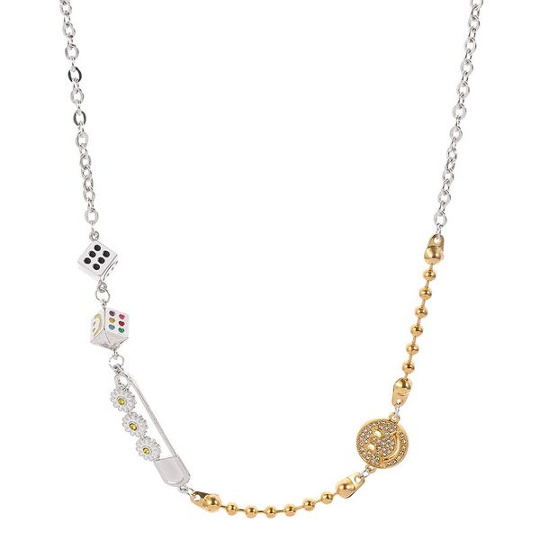 women necklaces smiling face daisy dice charm necklace zinc alloy pendant geometric fashion jewelry 3 colors, Silver
women necklaces smiling face daisy dice charm necklace zinc alloy pendant geometric fashion jewelry 3 colors, Silver