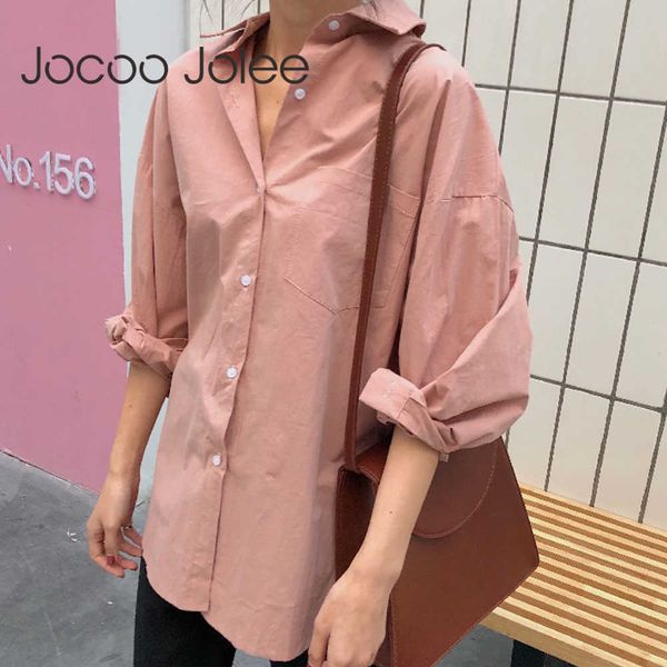 jocoo jolee women korean style long sleeve loose shirt casual solid turn-down collar harajuku blouse elegant oversized 210619, White
jocoo jolee women korean style long sleeve loose shirt casual solid turn-down collar harajuku blouse elegant oversized 210619, White