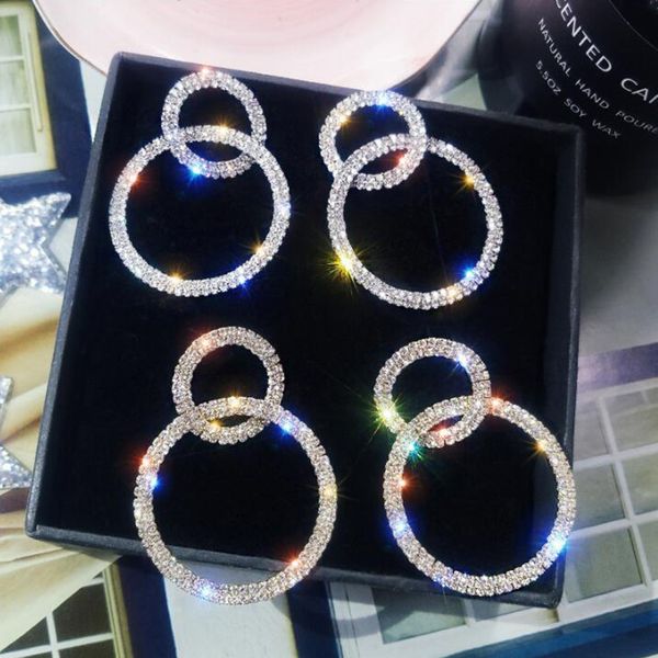 large and small circle long hoop earring zircon iced out flash dangle for women 2021 fashion rhinestone drop earings jewelry, Golden;silver
large and small circle long hoop earring zircon iced out flash dangle for women 2021 fashion rhinestone drop earings jewelry, Golden;silver