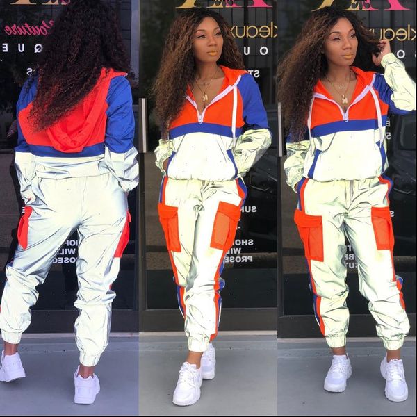 reflective womens tracksuits glitter color block patchwork sport two piece set women hooded sweatshirt jogger pants matching tracksuit outfi, Gray
reflective womens tracksuits glitter color block patchwork sport two piece set women hooded sweatshirt jogger pants matching tracksuit outfi, Gray