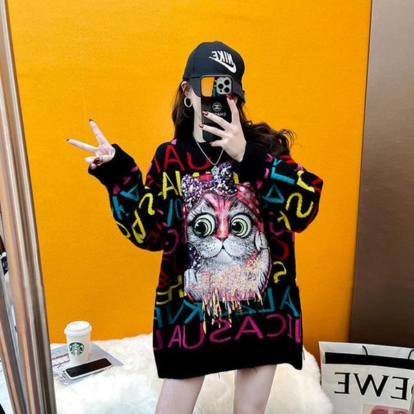 women's sweaters ebaihui sweater oversize winter clothes casual loose high street pullover cartoon cat letter print knitted women thick, White;black
women's sweaters ebaihui sweater oversize winter clothes casual loose high street pullover cartoon cat letter print knitted women thick, White;black