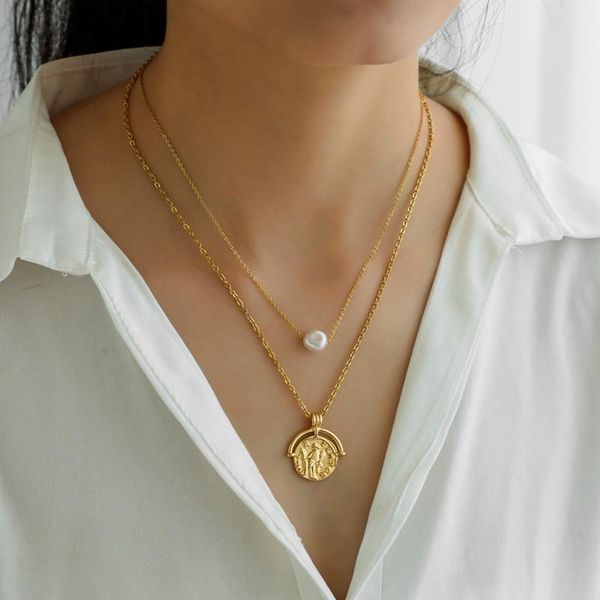stainless steel multi-layer chain short necklace coin pearl pendant for women vintage retro female jewelry accessories cn093 necklaces, Silver
stainless steel multi-layer chain short necklace coin pearl pendant for women vintage retro female jewelry accessories cn093 necklaces, Silver