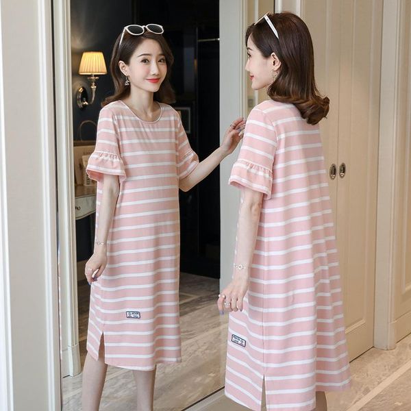 06939# maternity dress summer cotton short sleeves loose stylish striped pregnant women mom dresses, White
06939# maternity dress summer cotton short sleeves loose stylish striped pregnant women mom dresses, White
