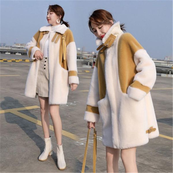 women's fur & faux 2021 winter fashion mid-long style lapel long sleeve one-piece granular lamb wool thicken warm coat trendy h237, Black
women's fur & faux 2021 winter fashion mid-long style lapel long sleeve one-piece granular lamb wool thicken warm coat trendy h237, Black