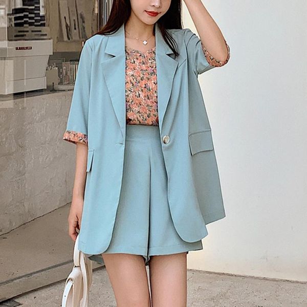 women's tracksuits office lady 3 pieces female shorts set short sleeve blazer loose wide-leg floral camisole summer pant suits women, Gray
women's tracksuits office lady 3 pieces female shorts set short sleeve blazer loose wide-leg floral camisole summer pant suits women, Gray