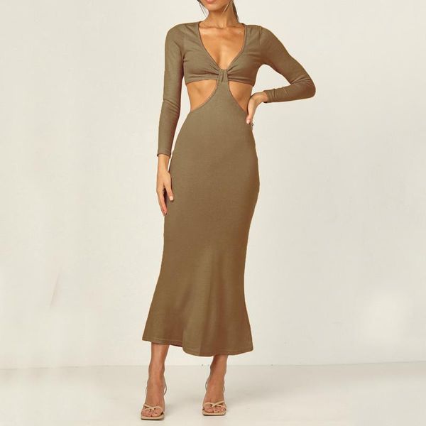 casual dresses women backless dress 2021 spring autumn adults solid color hollow long sleeve v-neck cutout bodycon s-xl, Black;gray
casual dresses women backless dress 2021 spring autumn adults solid color hollow long sleeve v-neck cutout bodycon s-xl, Black;gray