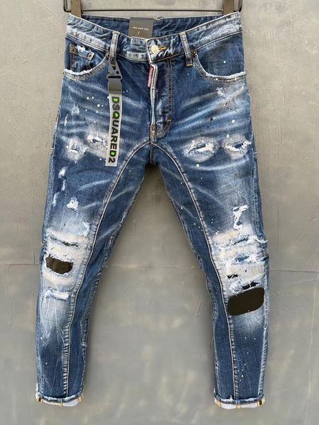 men's jeans 2021 style stitching printing slim straight leg motorcycle rider ripped pants men, Blue
men's jeans 2021 style stitching printing slim straight leg motorcycle rider ripped pants men, Blue