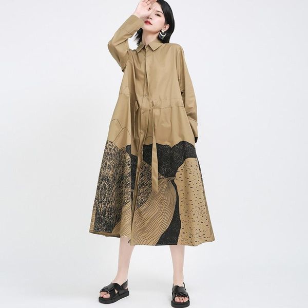 yourseason 2021 casual print ladies dresses spring autumn loose turn down collar women bandage shirt dress, Black;gray
yourseason 2021 casual print ladies dresses spring autumn loose turn down collar women bandage shirt dress, Black;gray
