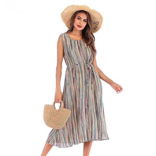 chic fashion o neck sleeveless vertical striped midi dress women summer cami backless chiffon party dress 210719, White;black
chic fashion o neck sleeveless vertical striped midi dress women summer cami backless chiffon party dress 210719, White;black