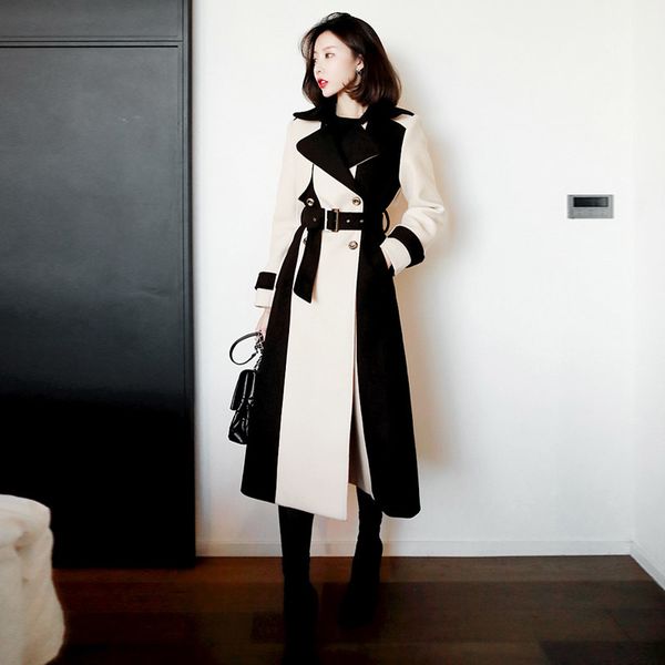 winter woolen color-blocked long jackets coats women sleeve turn-down collar double breasted belt korean fashion 210518, Black
winter woolen color-blocked long jackets coats women sleeve turn-down collar double breasted belt korean fashion 210518, Black