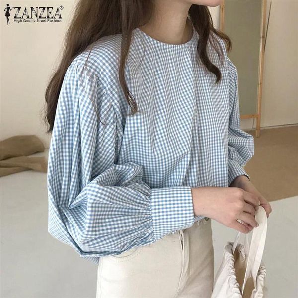 women's blouses & shirts 2021 autumn minimalist blouse fashion womens pullover zanzea korean plaid check office lady puff sleeve blusa, White
women's blouses & shirts 2021 autumn minimalist blouse fashion womens pullover zanzea korean plaid check office lady puff sleeve blusa, White