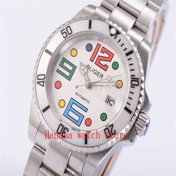 wristwatches solid 40mm white dial sapphire crystal ceramic bezel date magnifier luminous miyota automatic movement men's watch, Slivery;brown
wristwatches solid 40mm white dial sapphire crystal ceramic bezel date magnifier luminous miyota automatic movement men's watch, Slivery;brown