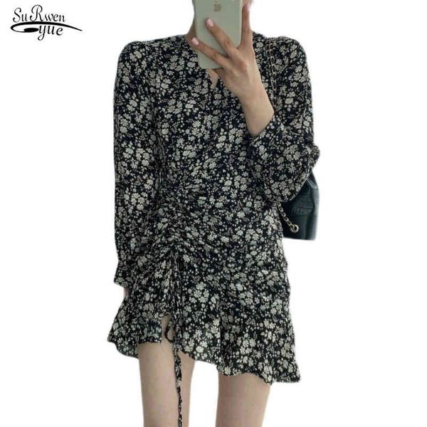 spring vintage dress women floral print chic drawstring es v-neck long sleeve mimi es black beige 13571 210521, Black;gray
spring vintage dress women floral print chic drawstring es v-neck long sleeve mimi es black beige 13571 210521, Black;gray