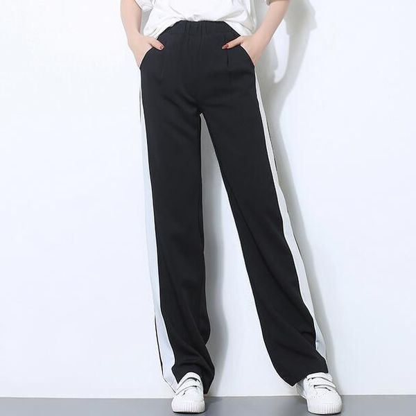 women's pants & capris women spring summer elastic waist 2021 wide leg loose straight trousers long female plus size drop wf559, Black;white
women's pants & capris women spring summer elastic waist 2021 wide leg loose straight trousers long female plus size drop wf559, Black;white