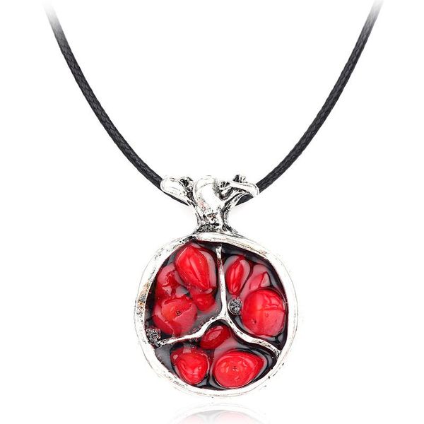 pendant necklaces pomegranate necklace ethnic alloy oriental charm stone for women men black leather fashion jewelry accessories, Silver
pendant necklaces pomegranate necklace ethnic alloy oriental charm stone for women men black leather fashion jewelry accessories, Silver