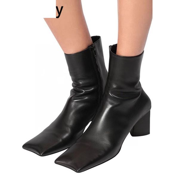 boots curved square toe short boots women chunky high heel genuine leather retro ankle autumn runway desgin shoes female botas kq9, Black
boots curved square toe short boots women chunky high heel genuine leather retro ankle autumn runway desgin shoes female botas kq9, Black